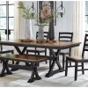 Wildenauer Extendable Dining Table, 4 Chairs & Bench In Brown/Black