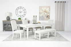 Willowbrook Dining Table, 4 Chairs & Bench In Pebble, Slat