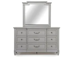 Willowbrook Panel Bed, Dresser, Mirror & Nightstand In Pebble, Queen