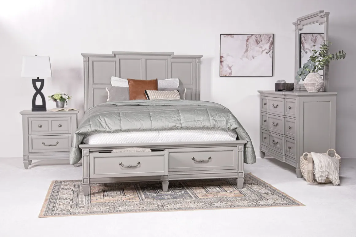 Willowbrook Panel Bed In Pebble, Queen