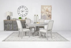 Willowbrook Round Dining Table & 4 Chairs In Pebble, Slat