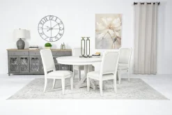 Willowbrook Round Dining Table & 4 Chairs In Pebble, Slat