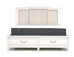 Willowbrook Upholstered Panel Bed, Dresser, Mirror & Nightstand In Pebble, Queen