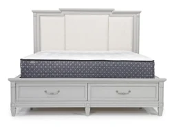 Willowbrook Upholstered Panel Bed, Dresser, Mirror & Nightstand In Pebble, Queen