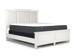 Willowbrook Upholstered Panel Bed, Dresser, Mirror & Nightstand In Pebble, Queen