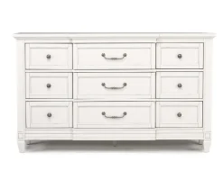 Willowbrook Upholstered Panel Bed, Dresser, Mirror & Nightstand In Pebble, Queen