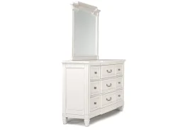 Willowbrook Upholstered Panel Bed, Dresser, Mirror & Nightstand In Pebble, Queen