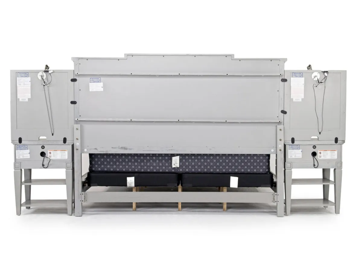 Willowbrook Upholstered Wall Bed In Pebble, Queen