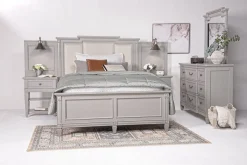 Willowbrook Upholstered Wall Bed In Pebble, Queen