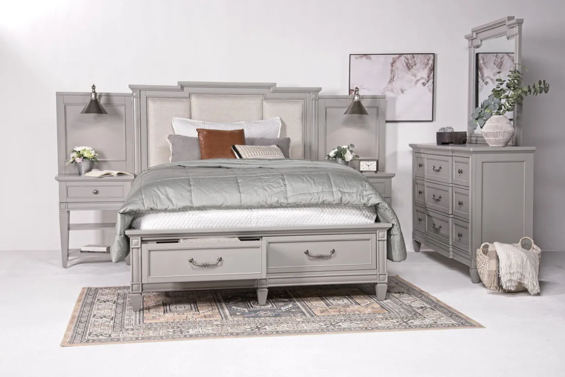 Willowbrook Upholstered Wall Bed In Pebble, Queen