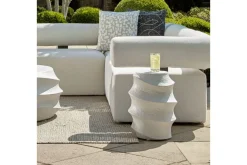 Winded Outdoor Round Accent Table In White