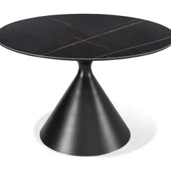 Winston Round Dining Table & 4 Chairs In Black/Ash Gray