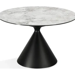 Winston Round Dining Table & 4 Chairs In Black/Ash Gray