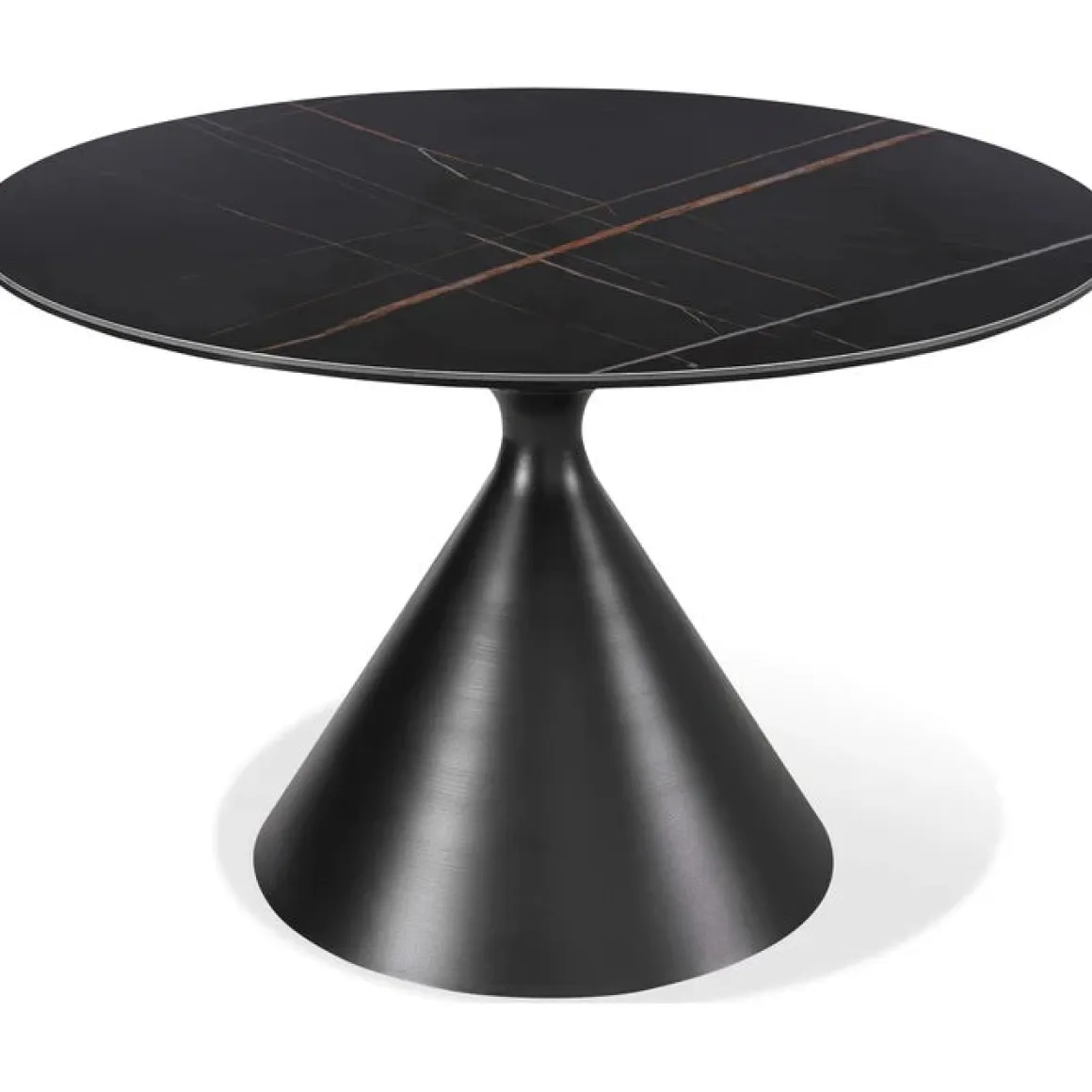 Winston Round Dining Table In Black Sintered Stone