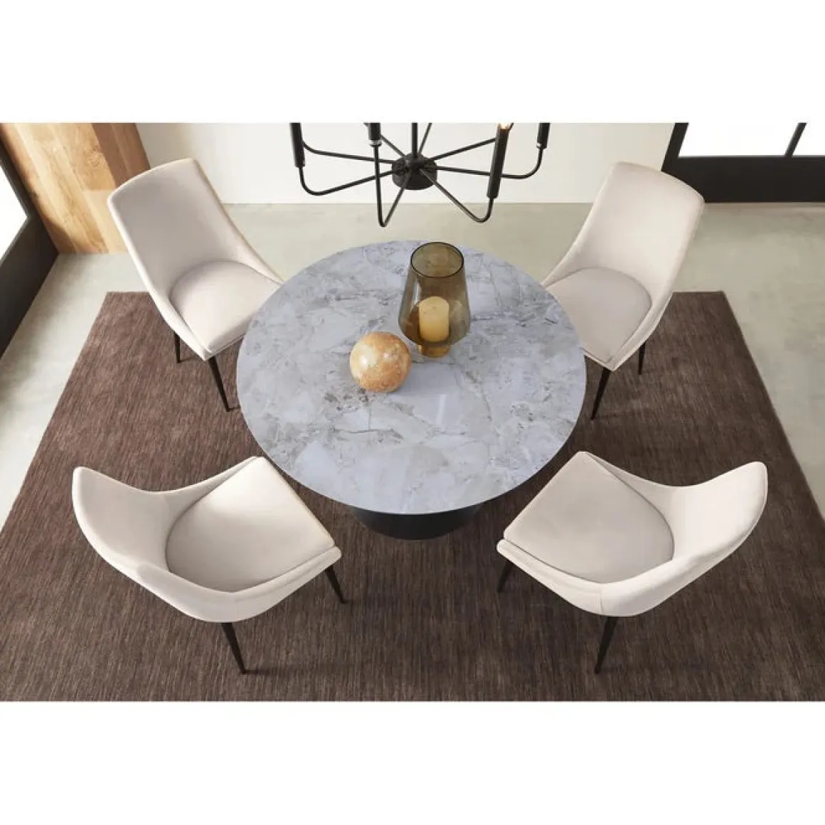 Winston Round Dining Table In Black Sintered Stone