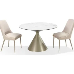 Winston Round Dining Table In Black Sintered Stone