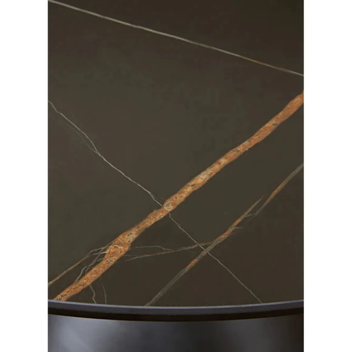 Winston Round Dining Table In Black Sintered Stone