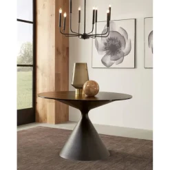 Winston Round Dining Table In Black Sintered Stone