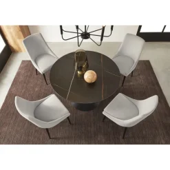 Winston Round Dining Table In Black Sintered Stone