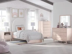 Wistenpine Panel Bed W/ Storage In Blush, Twin