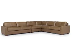 York 4 Piece Sectional In Chestnut Leather