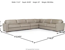 York 4 Piece Sectional In Chestnut Leather