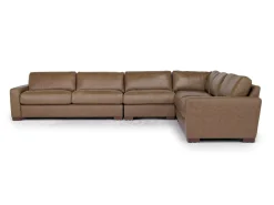 York 4 Piece Sectional In Chestnut Leather