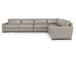 York 4 Piece Sectional In Chestnut Leather