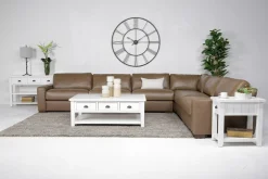 York 4 Piece Sectional In Chestnut Leather