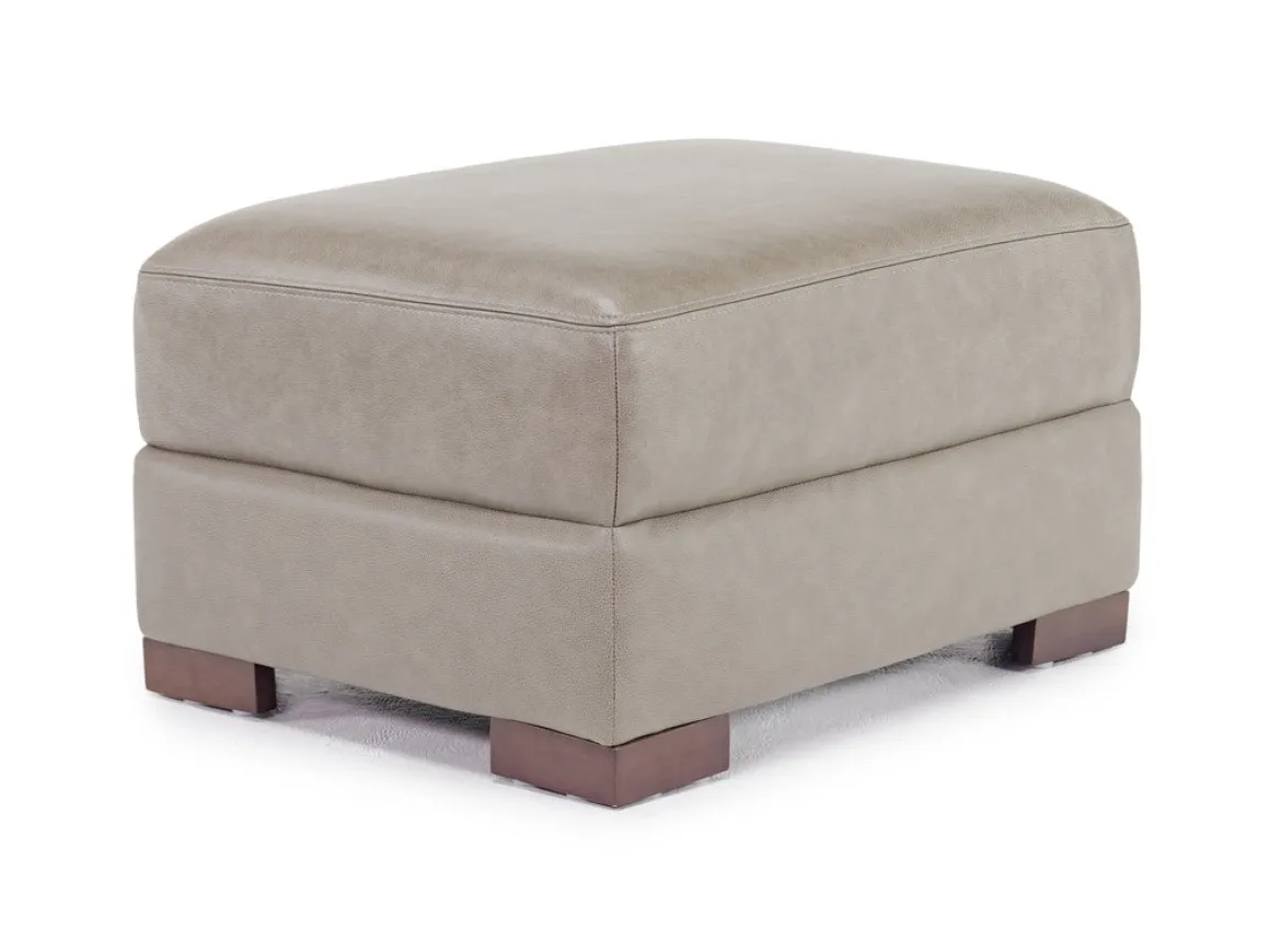 York Ottoman In York Taupe Leather