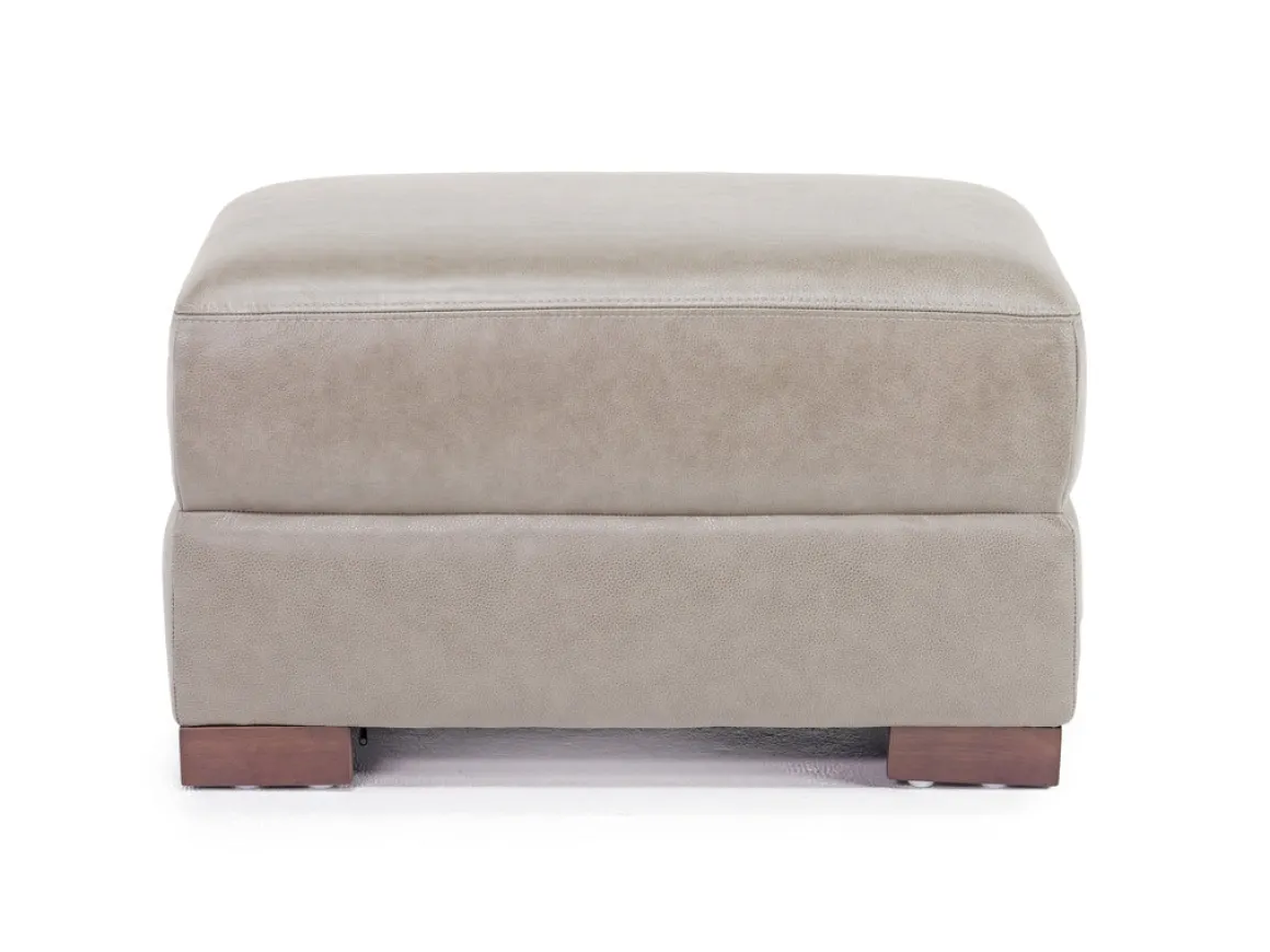 York Ottoman In York Taupe Leather