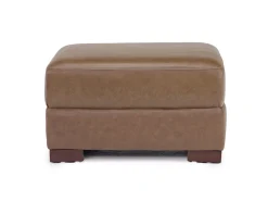 York Ottoman In York Taupe Leather