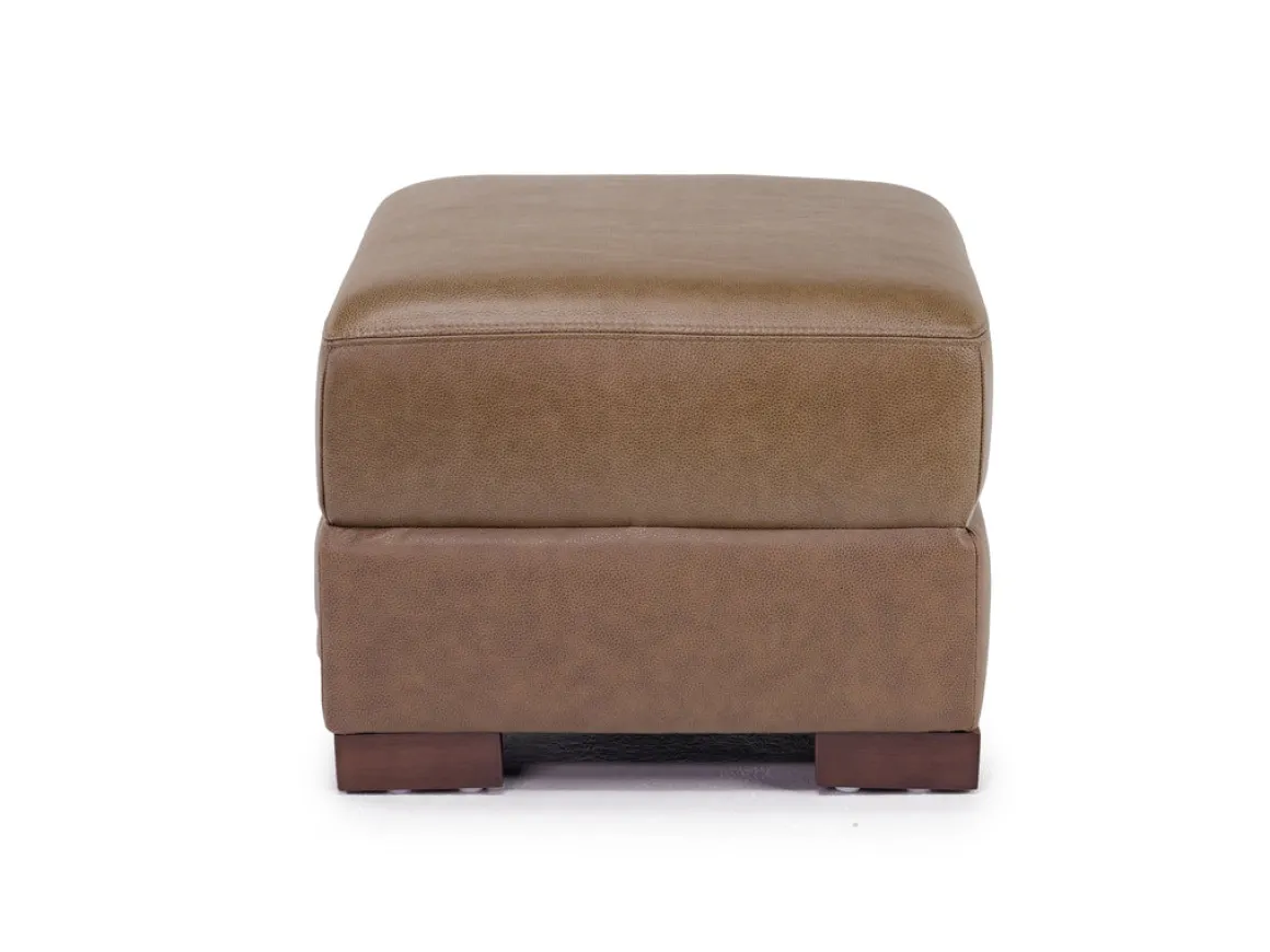 York Ottoman In York Taupe Leather