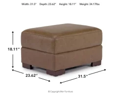 York Ottoman In York Taupe Leather