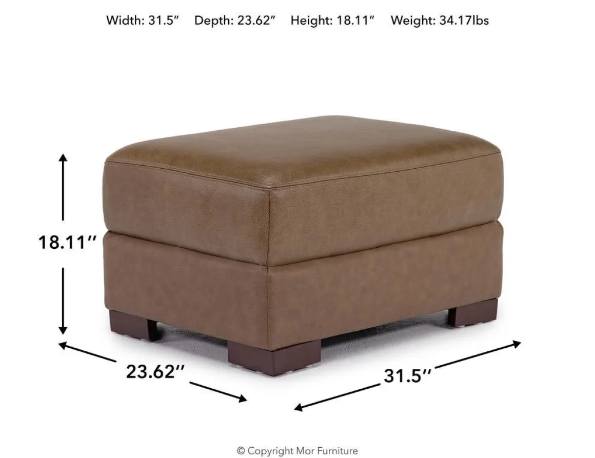 York Ottoman In York Taupe Leather