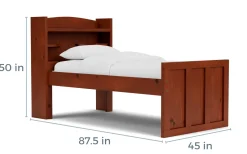 Young Pioneer Bookcase Bed W/ 4 Drawer Storage In Cinnamon, Twin