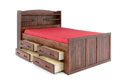 Young Pioneer Bookcase Bed W/ 4 Drawer Storage In Cinnamon, Twin