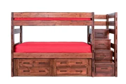 Young Pioneer Bunk Bed W/ Storage Steps & 4 Storage Drawers In Dark Gray, Twin/Twin