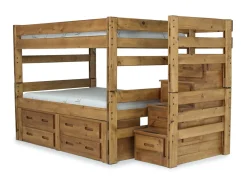Young Pioneer Bunk Bed W/ Storage Steps & 4 Storage Drawers In Dark Gray, Twin/Twin