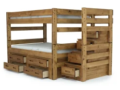 Young Pioneer Bunk Bed W/ Storage Steps & 4 Storage Drawers In Dark Gray, Twin/Twin