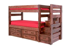 Young Pioneer Bunk W/ Storage Steps & Trundle Bed In Dark Gray, Twin/Twin