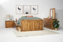 Young Pioneer Captain Bed W/ 4 Drawer Storage In Natural, Twin