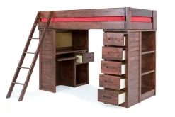 Young Pioneer Loft Bed In Cinnamon, Twin