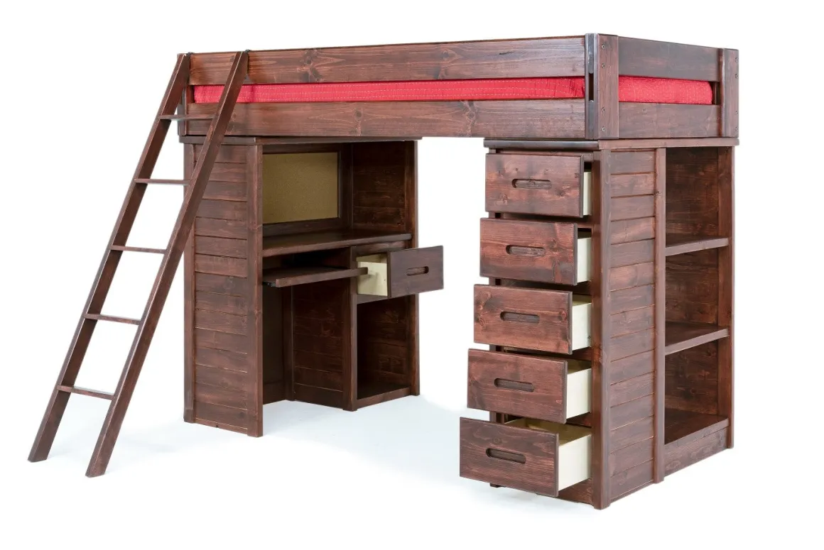 Young Pioneer Loft Bed In Cinnamon, Twin