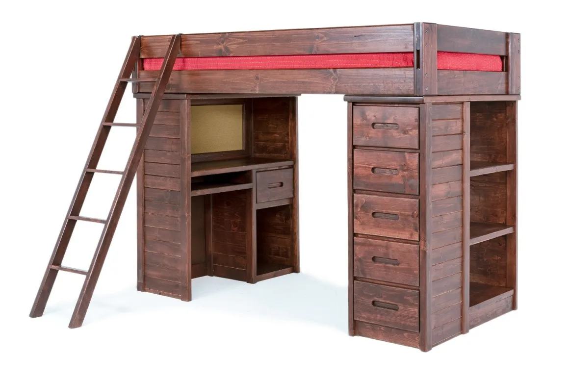 Young Pioneer Loft Bed In Cinnamon, Twin