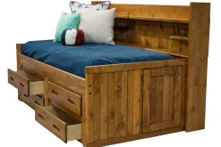 Young Pioneer Sideways Captain Bed W/ 4 Drawer Storage In Cinnamon, Twin