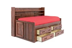 Young Pioneer Sideways Captain Bed W/ 4 Drawer Storage In Cinnamon, Twin