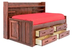 Young Pioneer Sideways Captain Bed W/ 4 Drawer Storage In Cinnamon, Twin