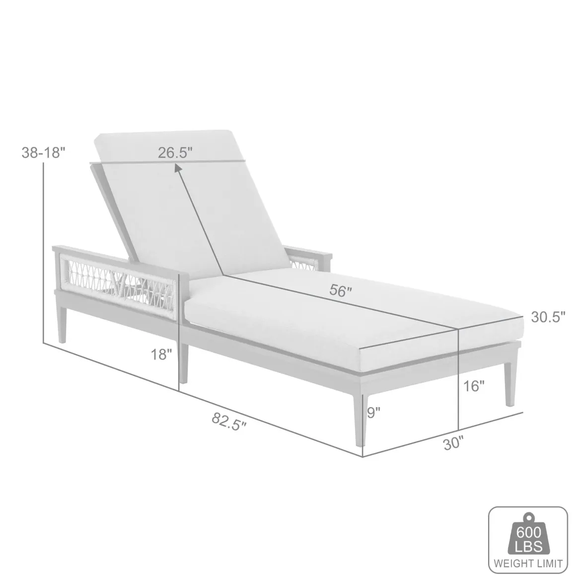 Zella Outdoor Lounge Chaise In Earl Gray