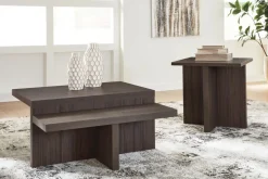 Zendex Coffee Table & End Table Set In Brown